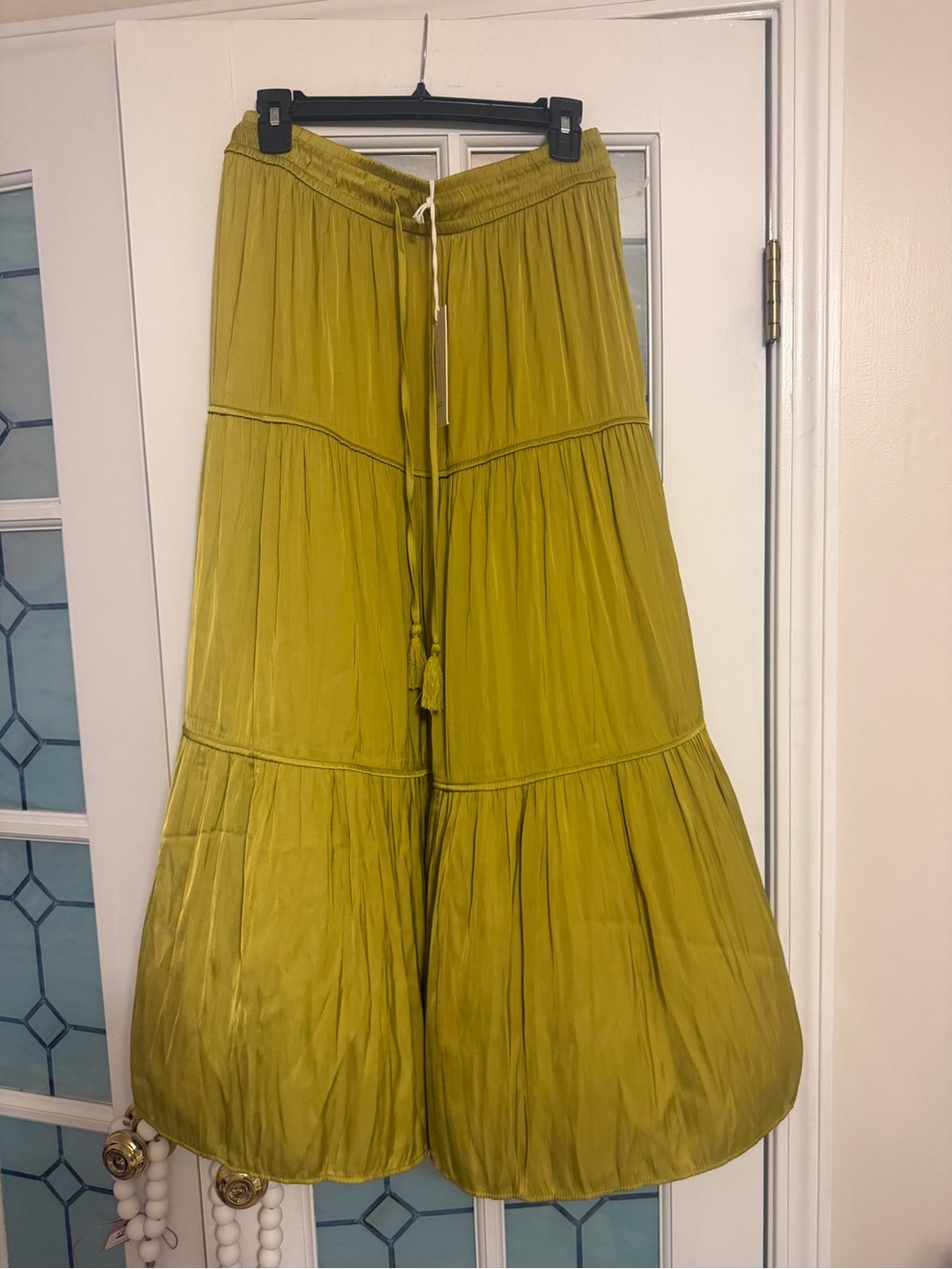 Olive Green Tiered Maxi Skirt